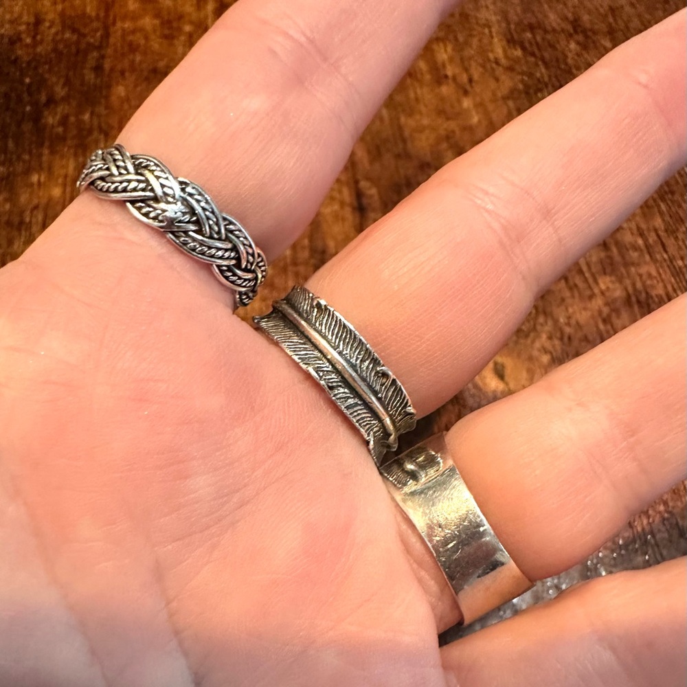 Solid Sterling Silver, Feather, Adjustable Ring - image 5